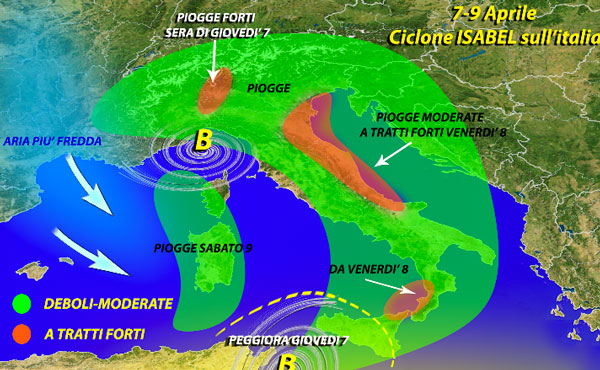 Meteo, torna il maltempo ciclone Isabel porta pioggia e freddo